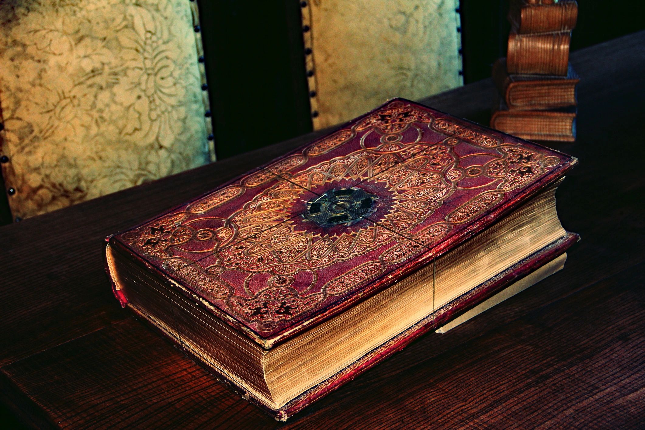 Old book resting on a table